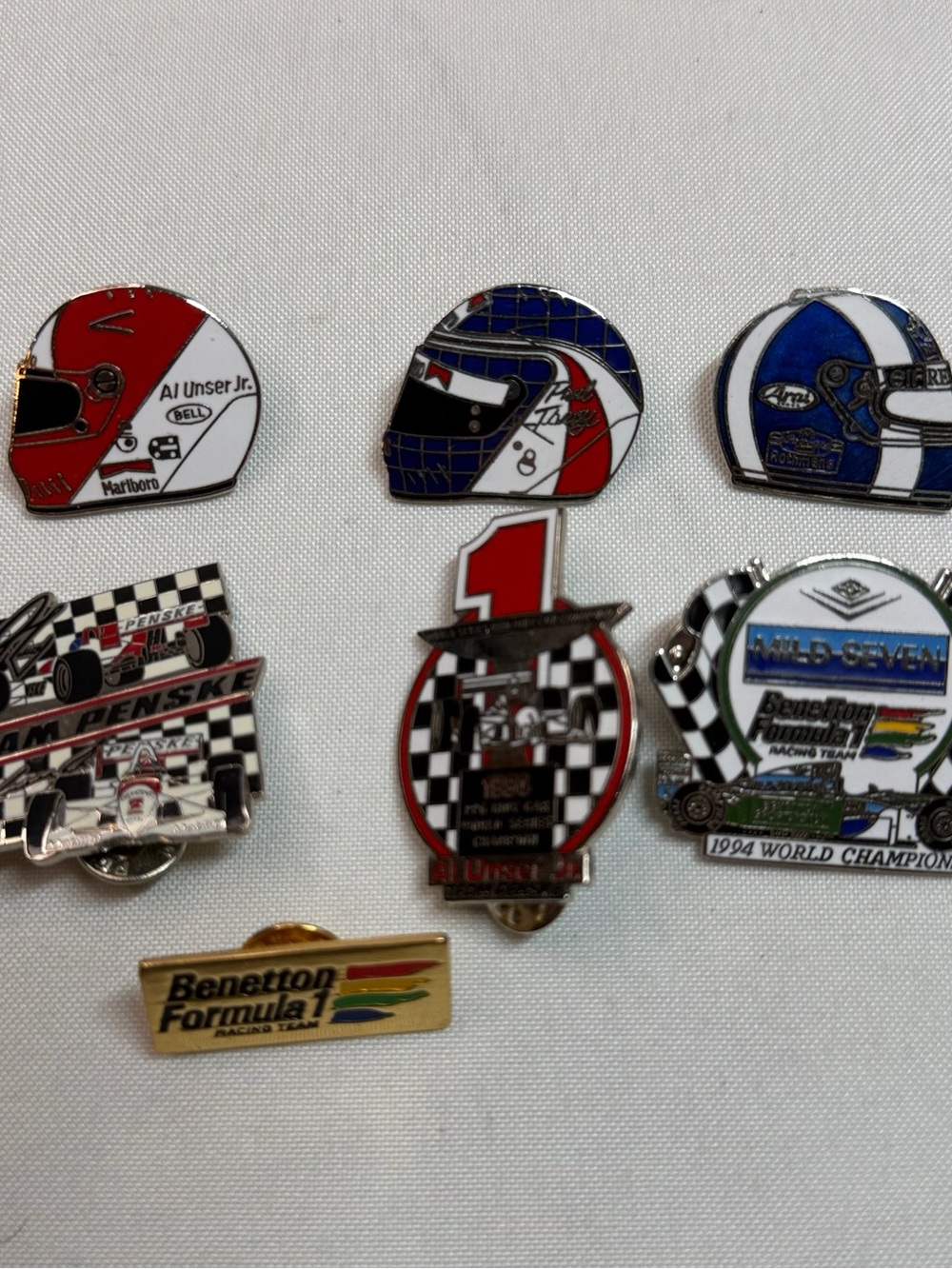 Vintage Formula 1 Racing 7 Pins- Ayrton,Senna,Nigel,Mansell,Unser,Penske